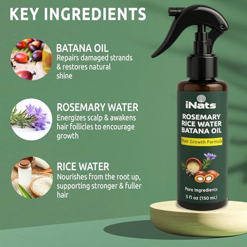 iNats Rosemary Water Spray for Hair Growth - 5 Fl Oz, Nourishing Hair & Scalp