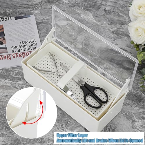 Nail Tool Sterilizer Box with Tray - White, for Nail Art Accessories & Tools