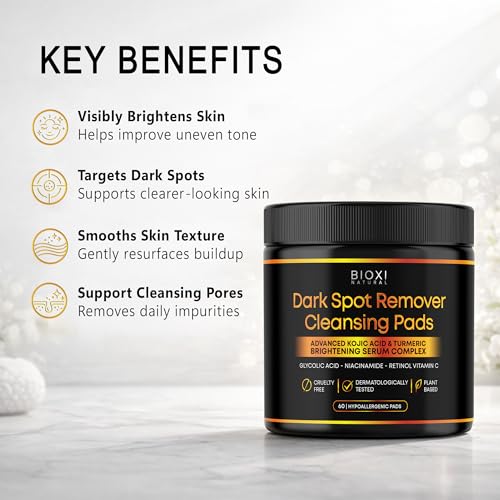 Dark Spot Remover Cleansing Pads with Kojic Acid & Turmeric - 120 Pads - Face & Body