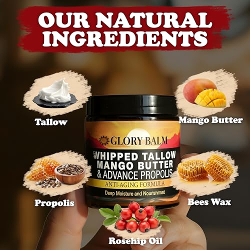 Whipped Beef Tallow Skin Moisturizer with Mango & Propolis - 4oz Natural Balm