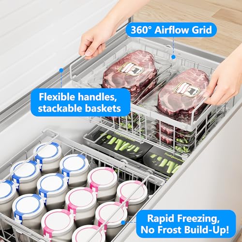 White Expandable Freezer Organizer Bins 6-Pack for Chest Freezers