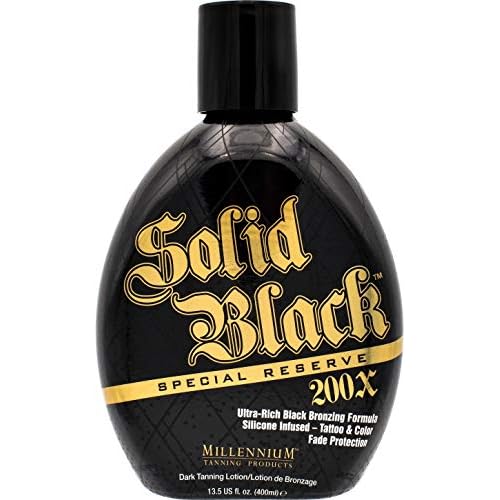 Millennium Tanning Solid Black Special Reserve 200X, Tanning Lotion w/Tattoo Protector, 13.5 Ounces