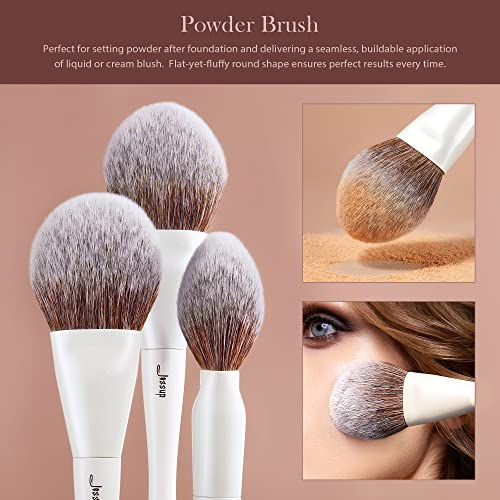 Jessup Makeup Brushes 4pcs Face Brush Set UC-4pcs Pearl White - Foundation, Concealer, Blush, Highlighter