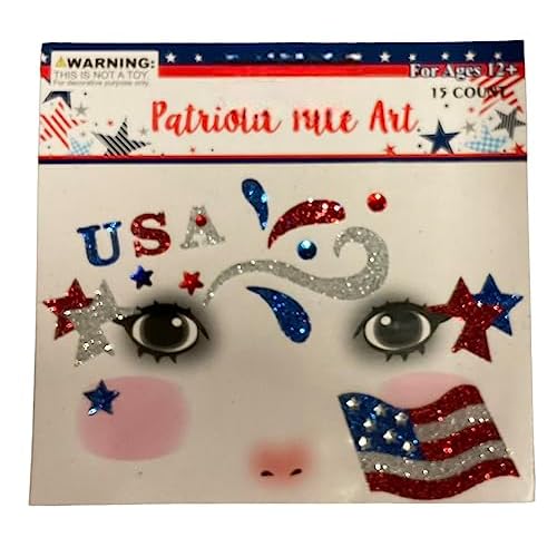 Patriotic Temporary Face Tattoos - 100 Pieces Glitter Face Art | Memorial Day 4th of July labor Day | Red White Blue Metallic Glitter | Election Party | USA