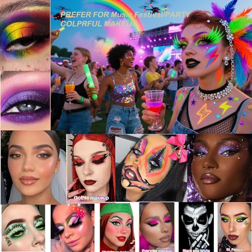 28 Colorful Rainbow Eyeshadow Palette - Neon Metallic Matte Makeup for Creative Looks