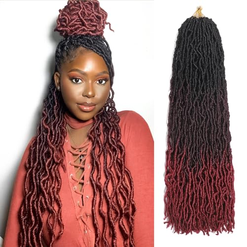 DACAI XIU 24 Inch Faux Locs Crochet Hair Pre-Looped 1B/99J/530# Pack of 7