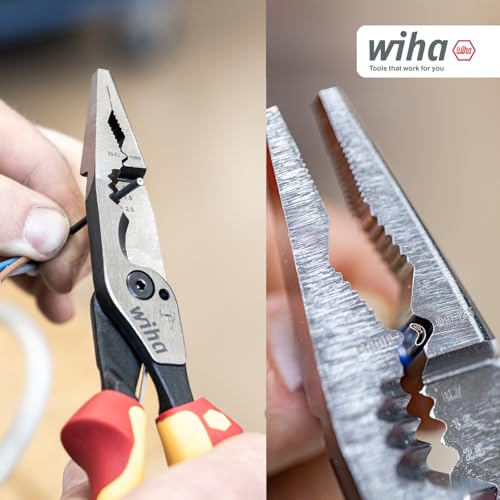 Wiha 8-in-1 Multifunction Pliers for Electricians – Crimp, Strip, Cut, Bend & More (45705)