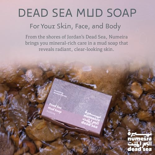Dead Sea Mud Soap - Purifying Mineral-Rich Face & Body Bar - Natural Bar Soap with Olive Oil, Sweet Almond Oil, Vitamin E, and Dead Sea Mud Harvested from Jordan