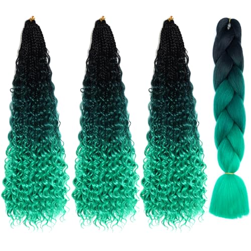 Bohemian Crochet Box Braids Hair with Curly Ends - 22 Inch, Pack of 3, Multi-Color Variation