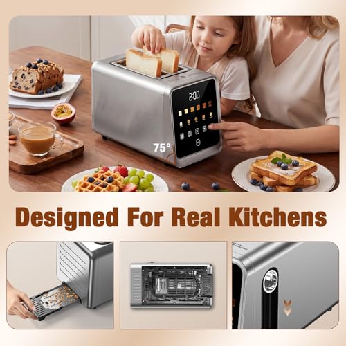 Stainless Steel 2-Slice Toaster with Touchscreen & Wide Slots - Foyoconven