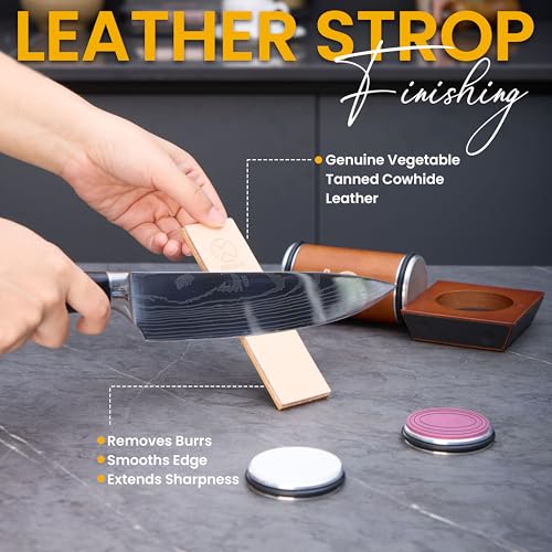 Orivix Classic Knife Sharpener Kit with Magnetic 4-Angle Base & Leather Strop