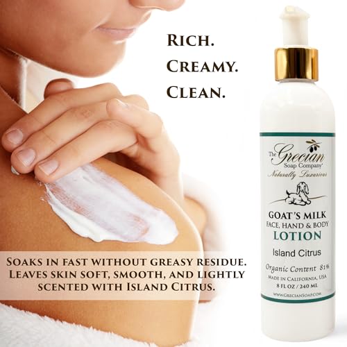 Goat Milk Body Lotion & Face & Body Wash Set - Island Citrus Scent, 8oz Each