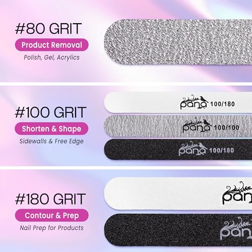 Pana (Grit: 100 x 180, Pack of 50 Pieces) USA Professional White Round Emery Board Nail Files