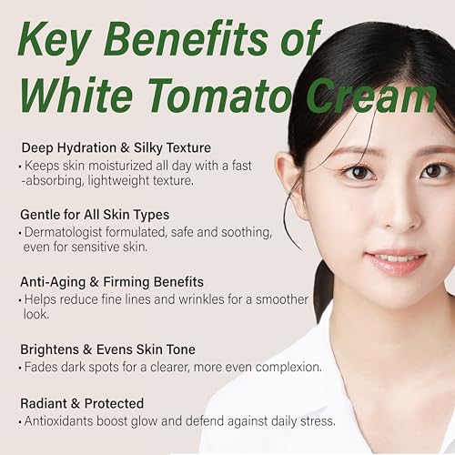 Dermatologist Formulated White Tomato Face Cream with Niacinamide & Tranexamic Acid - 50ml, Anti-Aging & Dark Spot Corrector, Deep Hydration