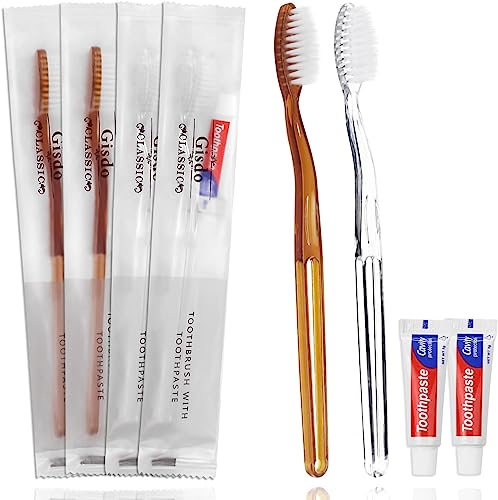 200 Pack Disposable Toothbrushes with Mini Toothpaste - Travel & Hotel Kit - Gisdo Variation of THIS listing