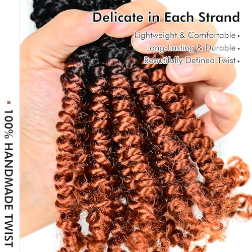 Toyotress Bob Spring Twist Hair - 6 Inch, 8 Packs, Ombre Ginger Pre-Twisted Crochet Extensions - OT350 Variation