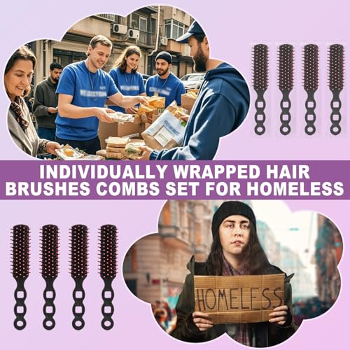 50PCS Bulk Hair Brushes for Homeless - Individually Wrapped, Light & Safe, Pack of 1