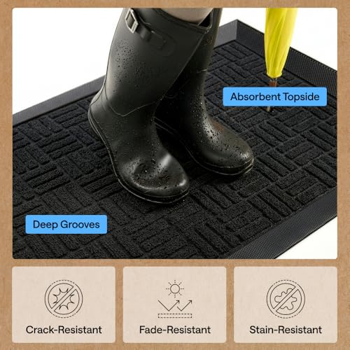 Gorilla Grip WeatherMax Door Mat - Indoor Outdoor Use, 58x34 Black Maze (Variation of THIS listing)