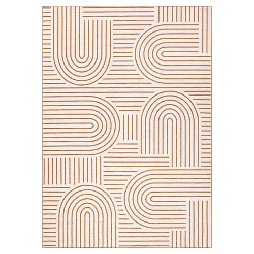 ROYHOME 6x9 Orange Washable Non-Slip Area Rug - Modern Rainbow Design