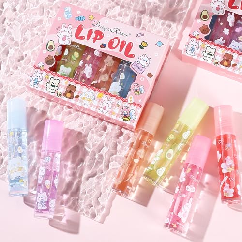 6pcs Roll On Lip Gloss Set, Fruit Flavored Lip Gloss Set Glossy Lip Make-up for Women Non Toxic, Party Gift, Best Friends