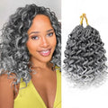 Pre-Looped Curly Crochet Hair 10 Inch for Black Women - 7 Packs, 1B Grey