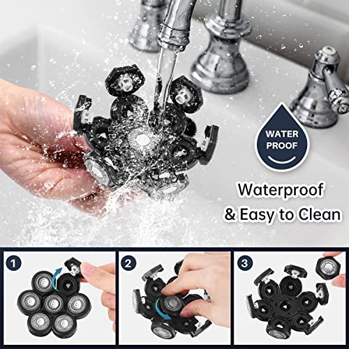7 Blade Replacement Heads for Electric Shavers - Black 7D Variant