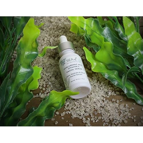 Sea-el Hyaluronic Acid & Vitamin C Facial Serum Drops Firming Hydration & Glow Anti Aging Face Moisturizer - Daily Wrinkle Diminishing Skin Care for Women & Men, Vegan - 1 Fl Oz
