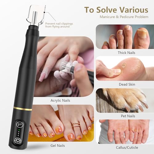 TUOBEO Cordless Electric Nail Drill Kit - Rechargeable Nail File Set, Black