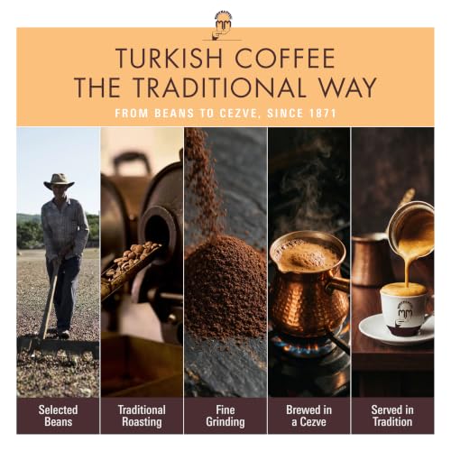 Turkish Coffee Medium Roast 17.6 oz Pack of 3 - Authentic Arabica, Finely Ground, Traditional Flavor