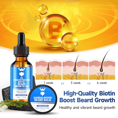 Sandalwood Beard Growth Oil with 2X Concentration Biotin for Men and Cedarwood Beard Growth Oil with 2X Concentration Biotin for Men£¬Natural Ingredients & Thickens Facial Hair Growth