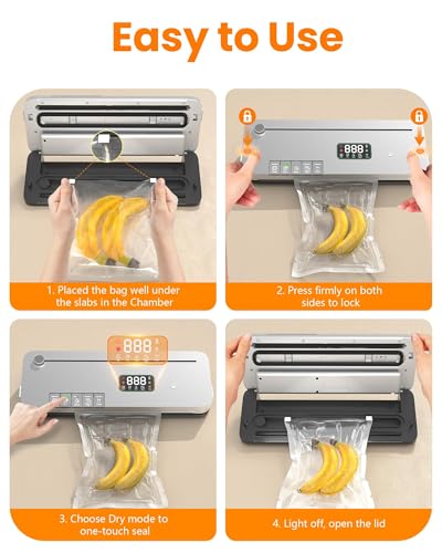 7-in-1 Food Vacuum Sealer Machine with 75kPa Power, Grey Black - Includes 20 Bags