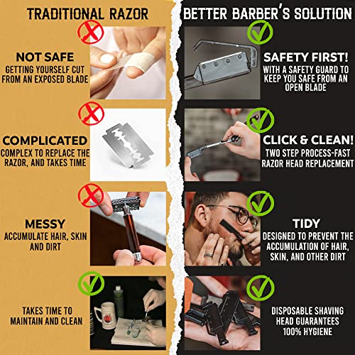 BETTER BARBER Straight Edge Razor with 11 Disposable Blades for Men