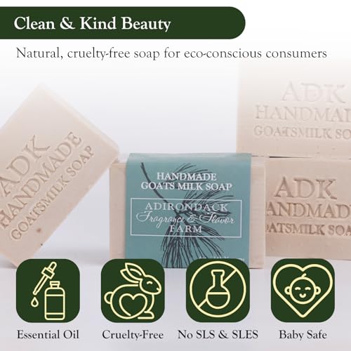 Adirondack Fragrance & Flavor Farm ADK Natural Goat Milk Soap Bar 16 oz., Handmade Vegan Olive Oil Body Soap for Dry and Sensitive Skin, Moisturising for Men, Women & Babies