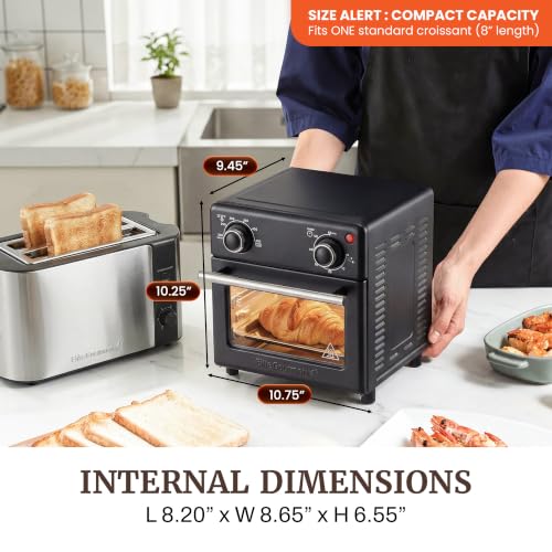 Elite Gourmet 8.5Qt Compact Air Fryer Oven - Black, Adjustable Controls