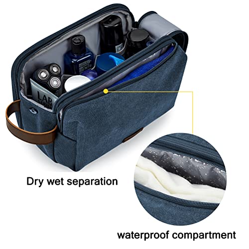 Large Water-Resistant Canvas Toiletry Bag for Men - Navy Blue Travel Organizer