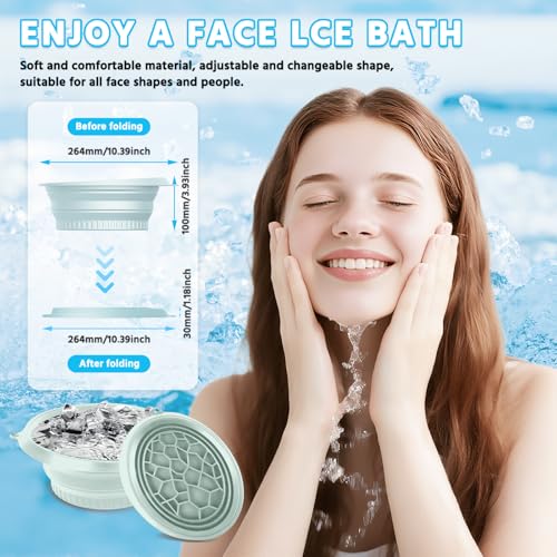 Face Tub for Ice Bath with Built-in Ice Tray ? Collapsible Silicone Facial Ice Bath Bowl for Cold Plunge Therapy, Skin Tightening & Acne Relief ? Portable Spa Tool for Home & Travel(Green)