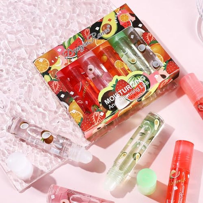 6 Pcs Fruit Lip Oil, KTouler Hydrating Lip Glow Oil Lip Gloss, Long-lasting Nourishing Moisturizer Lipstick Set