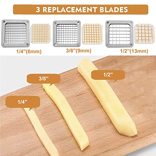 Uyoyous French Fry Cutter — 3-Blade Commercial Vegetable Slicer for Potatoes, Carrots & More