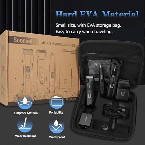 Men's 4-in-1 Grooming Kit Beard Trimmer Nose Ear Hair Clipper Waterproof