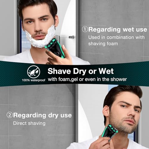 Electric Razor for Men, Cordless Rechargeable Rotary Shaver with Pop-Up Trimmer, IPX6 Waterproof Wet & Dry Electric Razor, Includes Charging Stand ? Mens Electric Shaver for Face and Travel