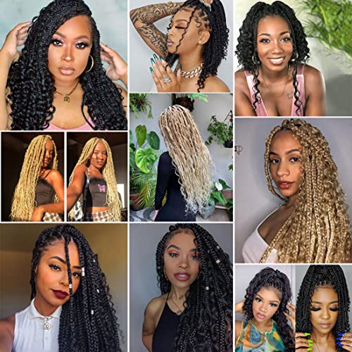 14 Inch Goddess Box Braids Crochet Hair T30 - Boho Style, 8 Packs