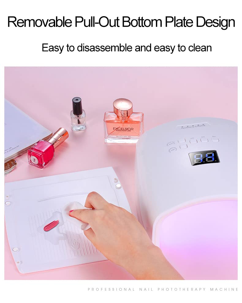 Pink Cordless UV LED Nail Lamp - Rechargeable Manicure Dryer with Smart Sensor