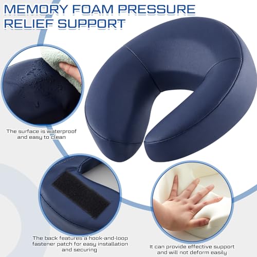 Adjustable Bed Massage Headrest with Soft Pillow Cushion - No Armrest, Navy Blue
