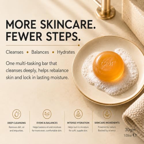 Cor Silver Soap 30g - Multi-Tasking Hydrating Facial Cleansing Bar with Hyaluronic Acid & Botanicals (1.06 Ounce, Pack of 1)
