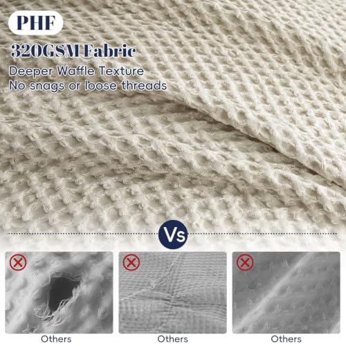 California King Waffle Duvet Cover Linen No Comforter 104x98 Soft & Breathable