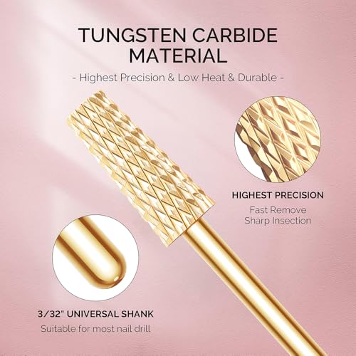 GLIX 13-Piece Gold Nail Drill Bits Set for Acrylic & Gel Removal - Ambidextrous