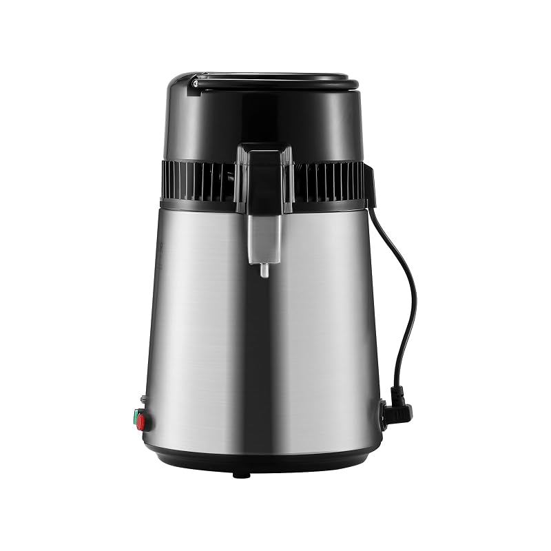 Water Distiller 1.1 Gal, 750W, 304 Stainless Steel w Glass Reservoir – VEVOR, Silver+1.1Gal