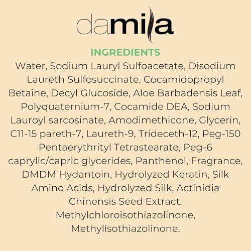 Damila Salt & Sulfate Free Shampoo for Keratin & Color Treated Hair - 33.8 Fl Oz - Damaged, Frizzy, Curly, Dry - Pack of 1