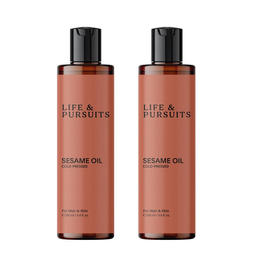 Life & Pursuits Cold-Pressed Sesame Oil Combo (6.76 fl oz) - Unrefined Moisturizer for Healthy Hair and Smooth Skin