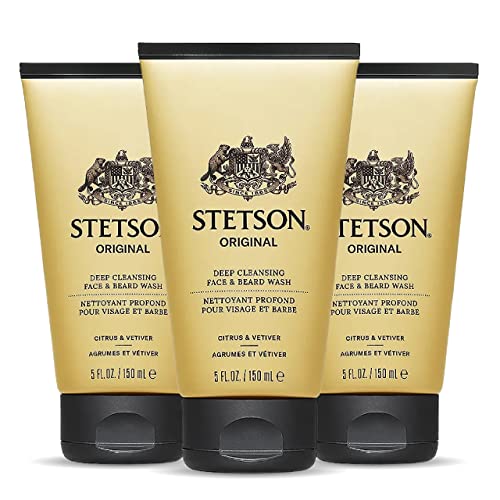 Stetson Original Face & Beard Moisturizer Set for Men, 3 x 5oz - Hydrating Face Cream with Masculine Scent